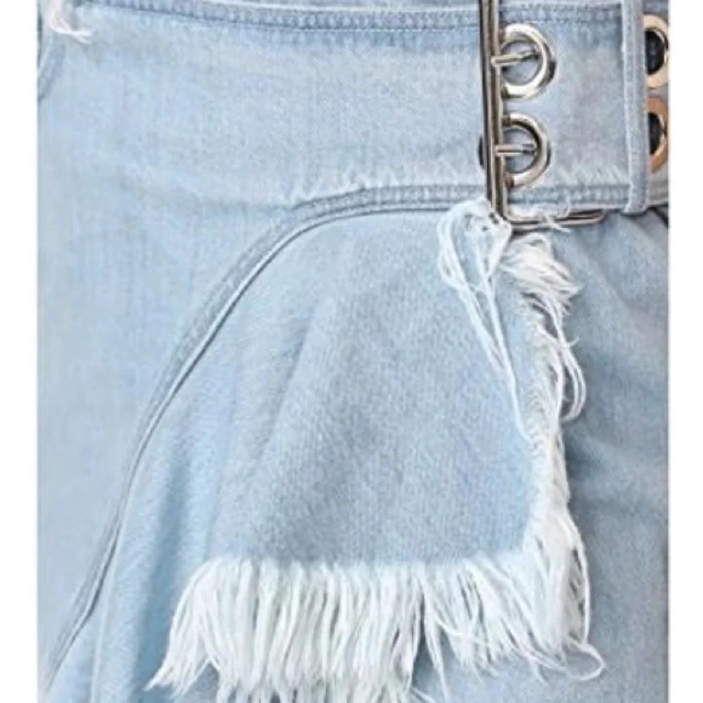 Marques ' Almeida Wrap Buckle Frill Denim Skirt — image 8 of 8